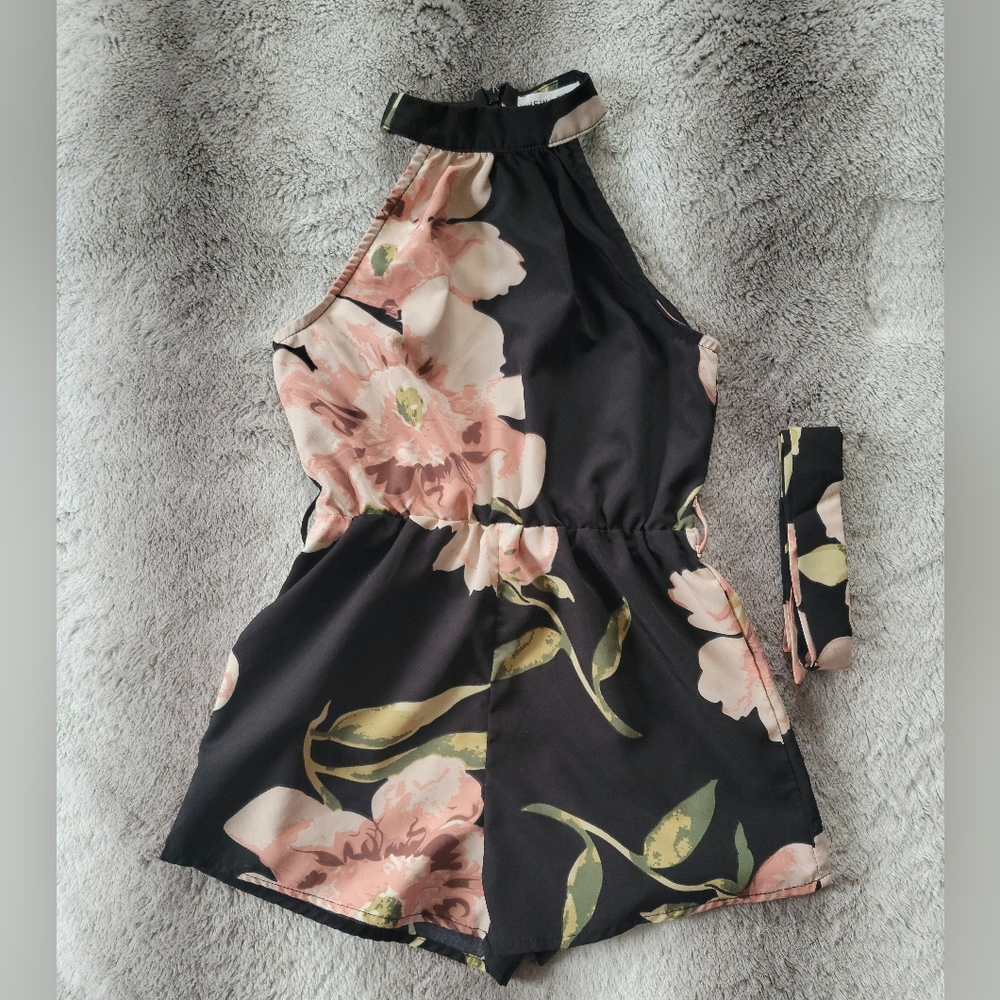 NWOT Girls Floral Print Halter Romper - Size 8Y
